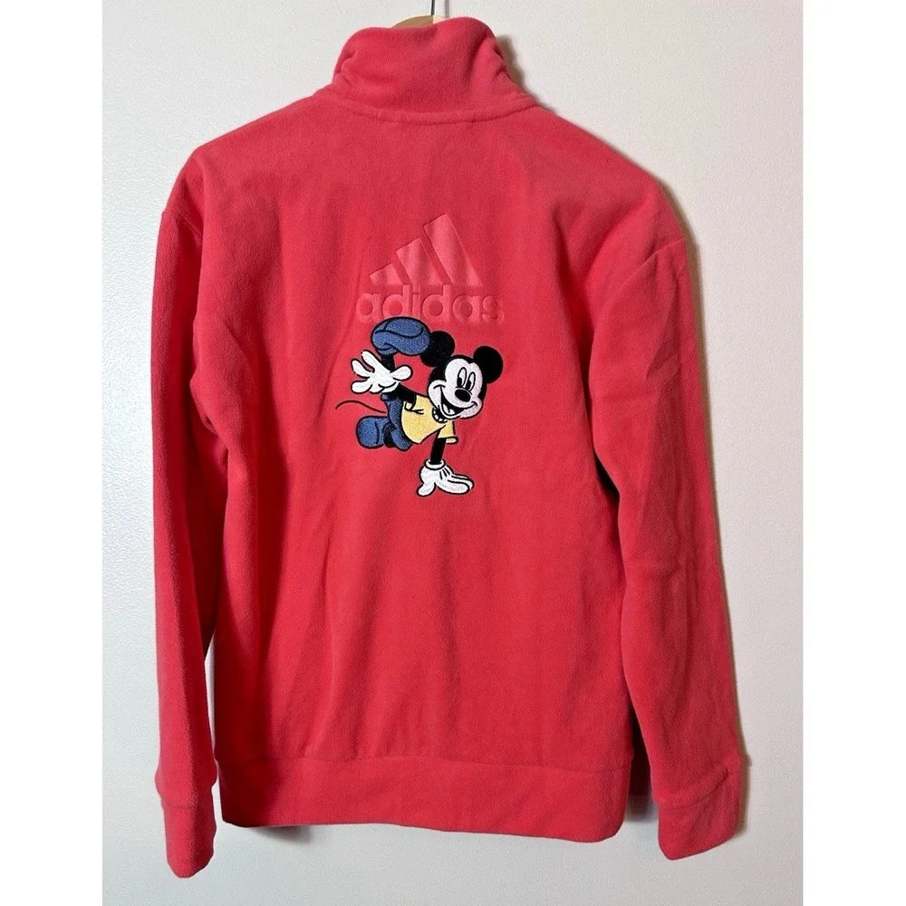NWT Adidas Disney Kids Track Jacket Small - Orange Mickey Mouse Full Zip Fleece